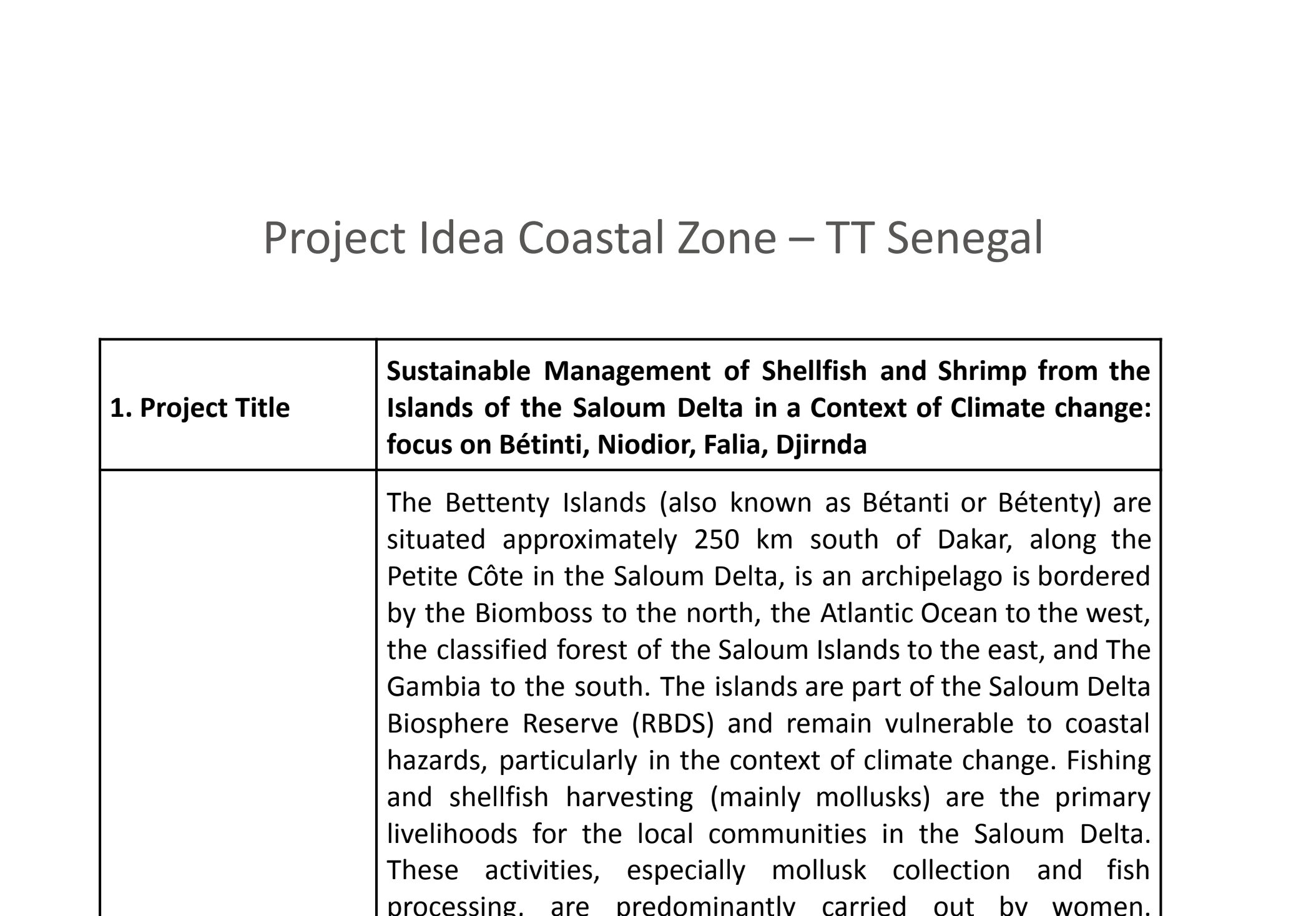 Coastal Zone Task Force Project Idea- English